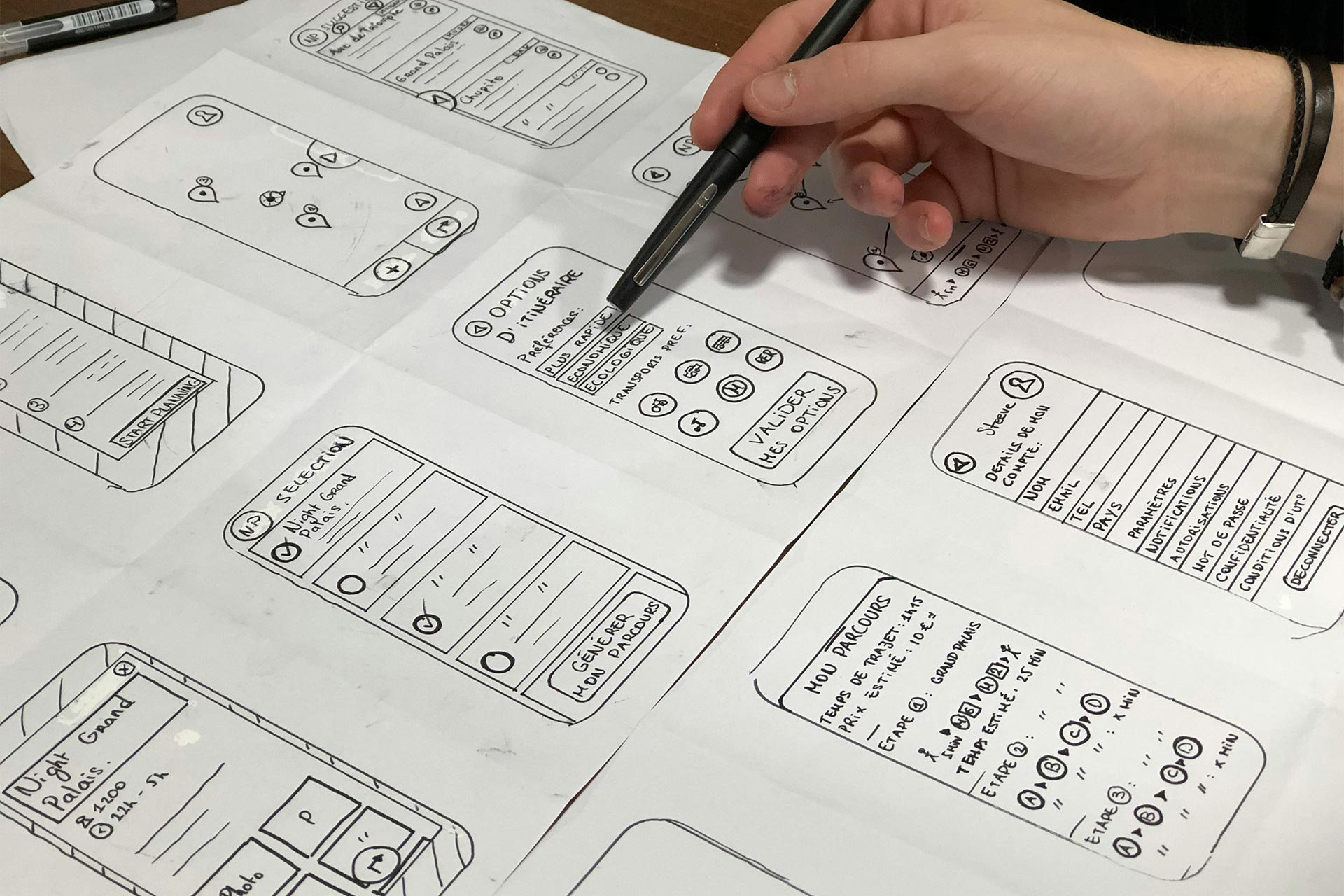 Sketching layouts and typography studies