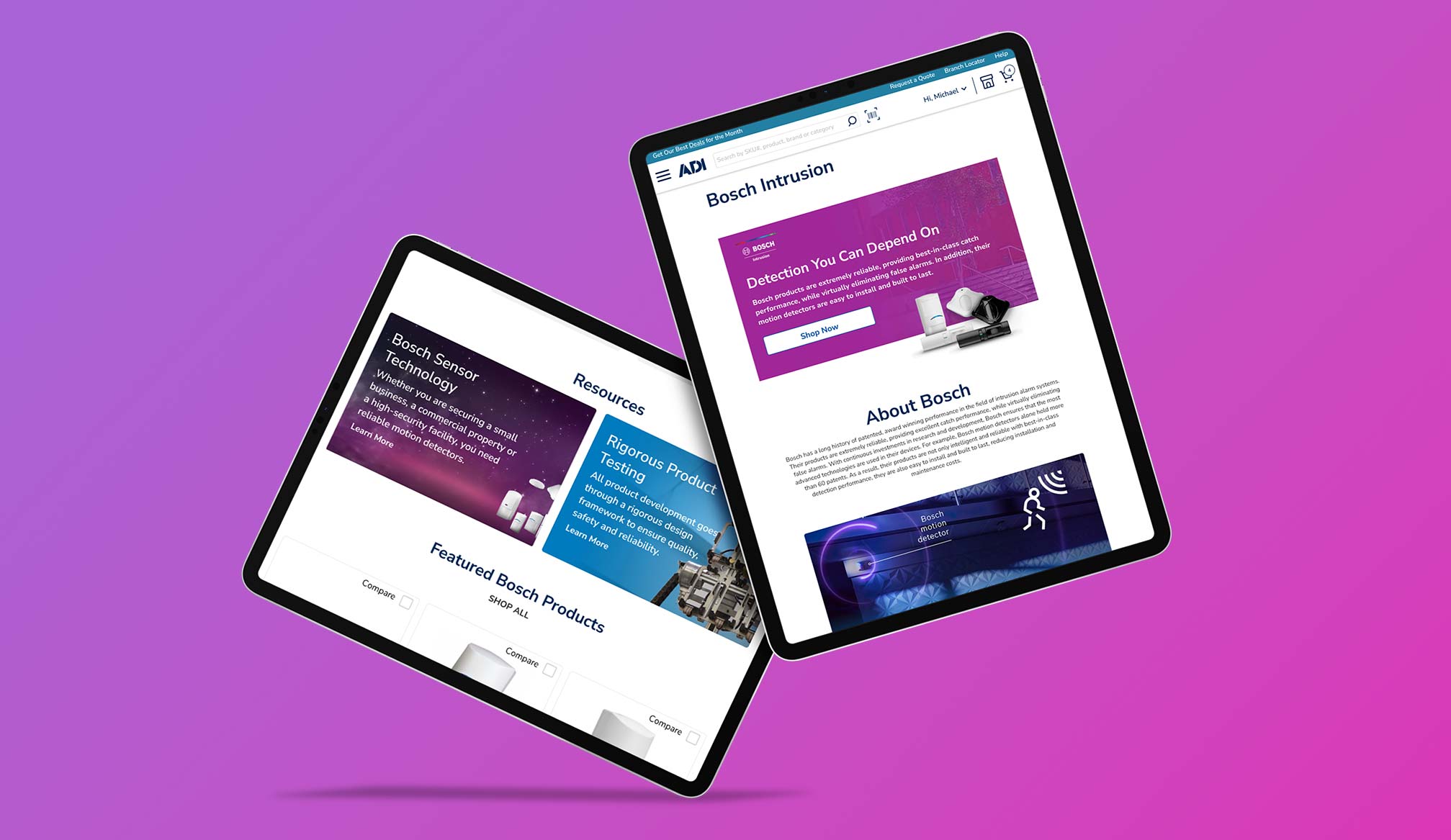 Bosch landing page — tablet high-fidelity prototype