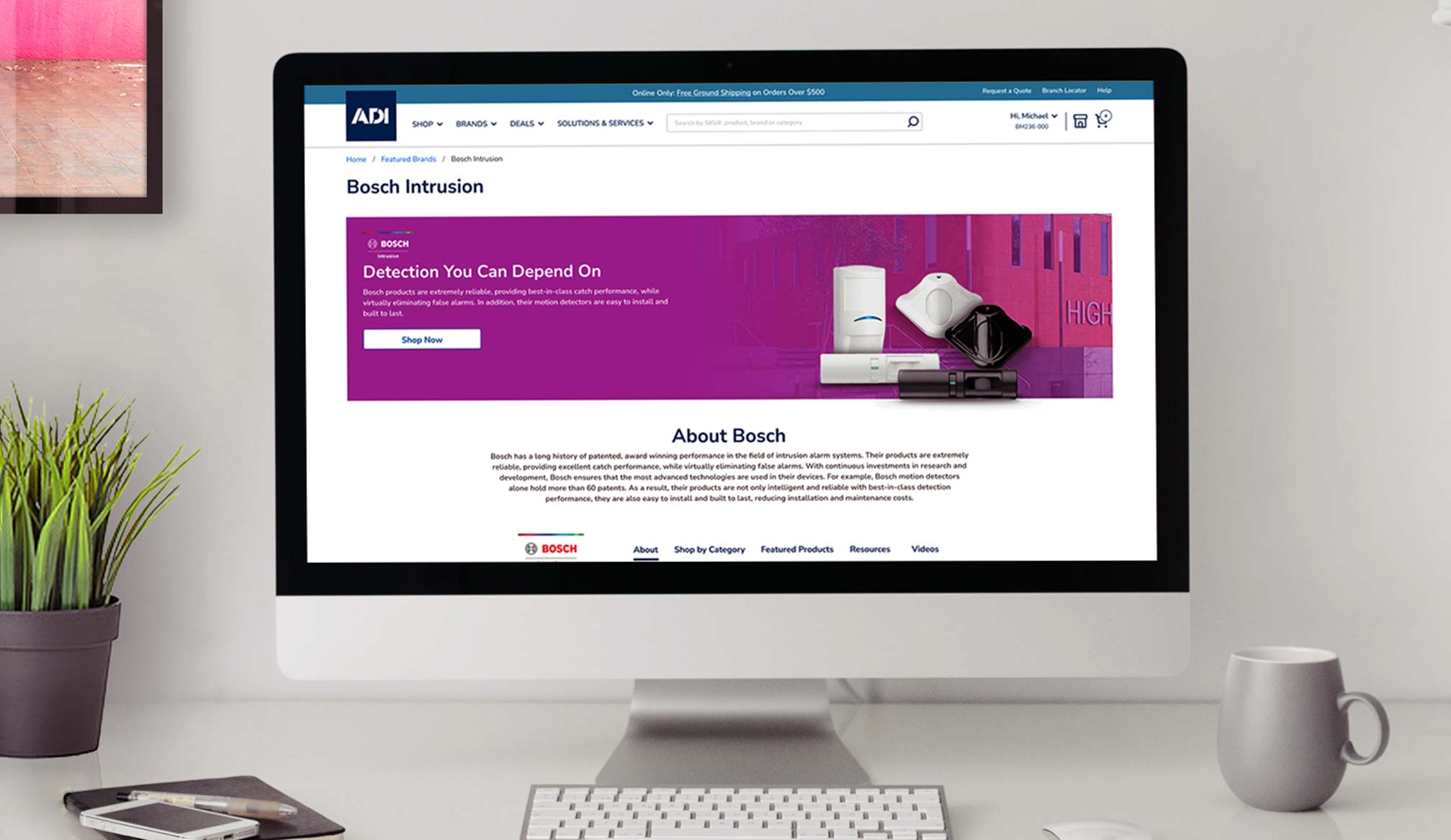 Bosch landing page — desktop high-fidelity prototype